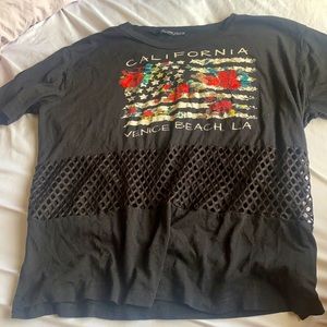 Black Short sleeve Venice beach shirt from the Venice beach shops in LA